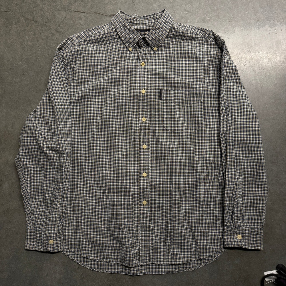 Abercrombie & Fitch Mens Large Blue Plaid Cotton Button Down Shirt Long Sleeve